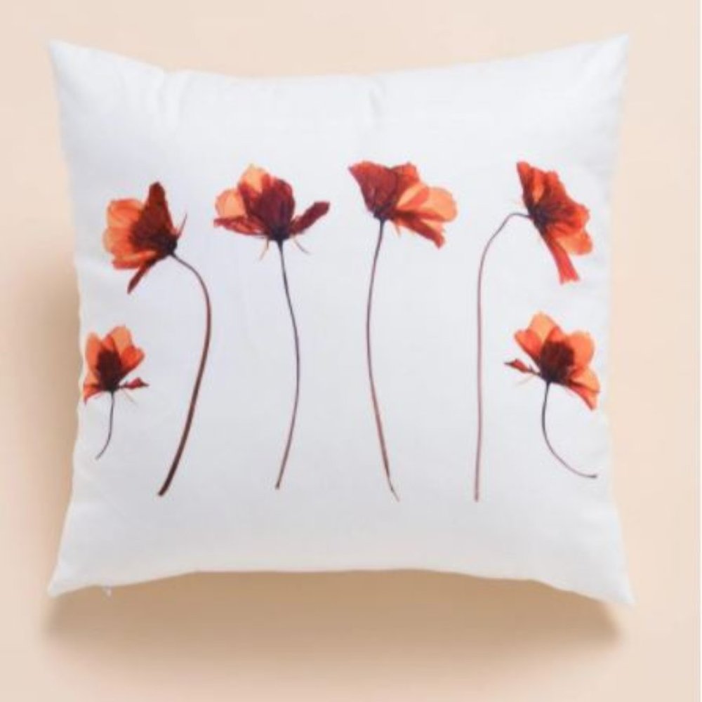Red poppy throw pillow